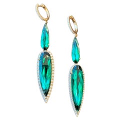 14kt, diamond and Tourmaline earring