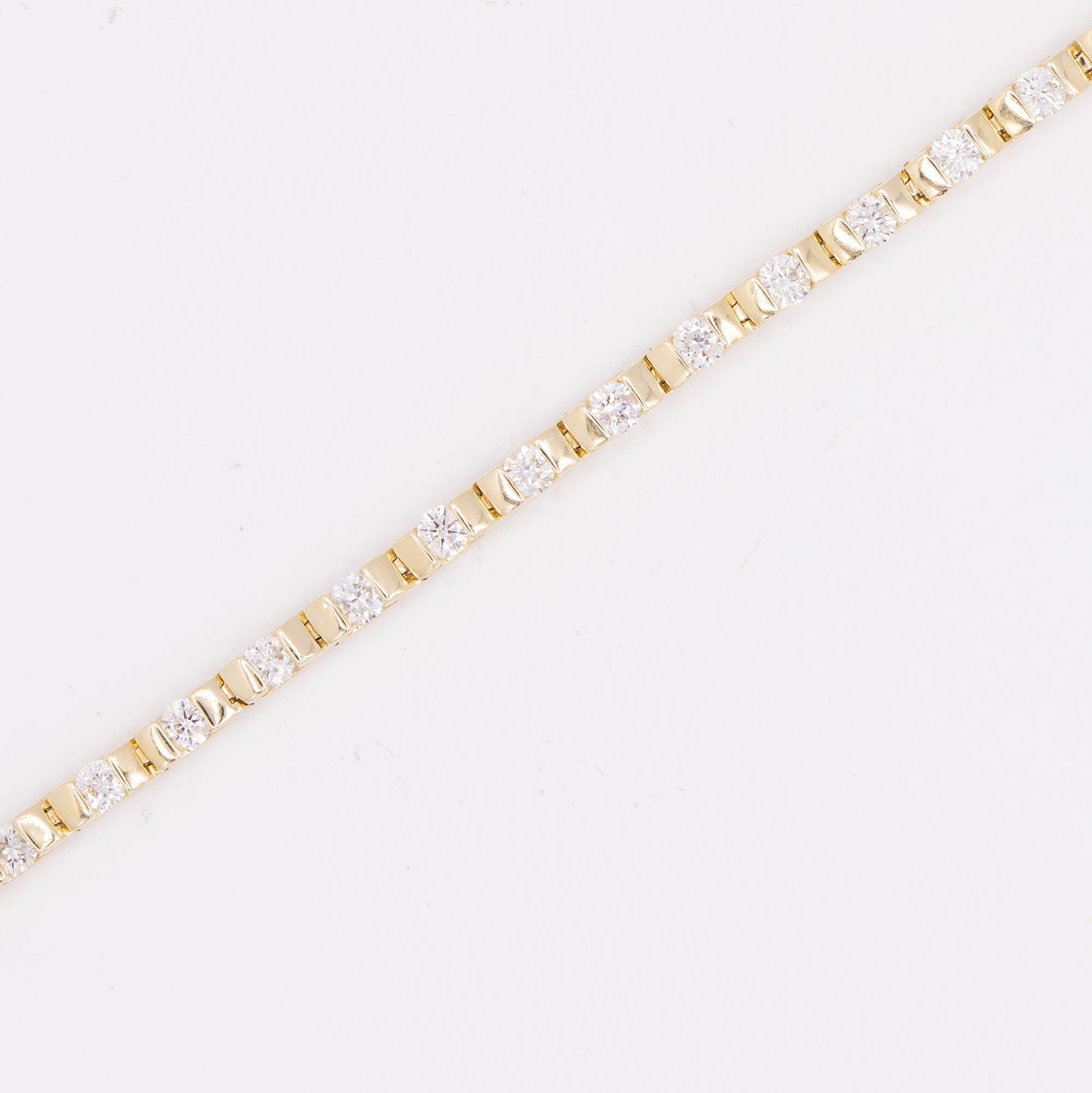 Modern 14kt Diamond Bar Set Bracelet