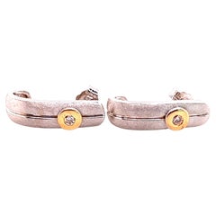 Vintage 14kt Diamond J Hoop Earrings