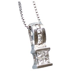 14kt Diamond Pendant Necklace Princess-Cut 1/3 Carat TW Set In White gold