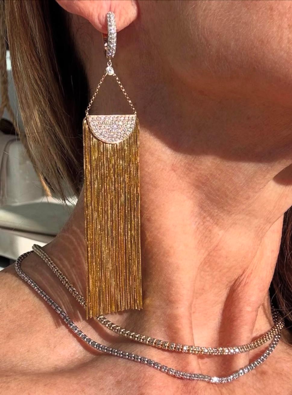 Taille ronde 14kt Disco  boucles d'oreilles en diamant en vente
