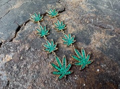 14kt, emerald leaf earrings