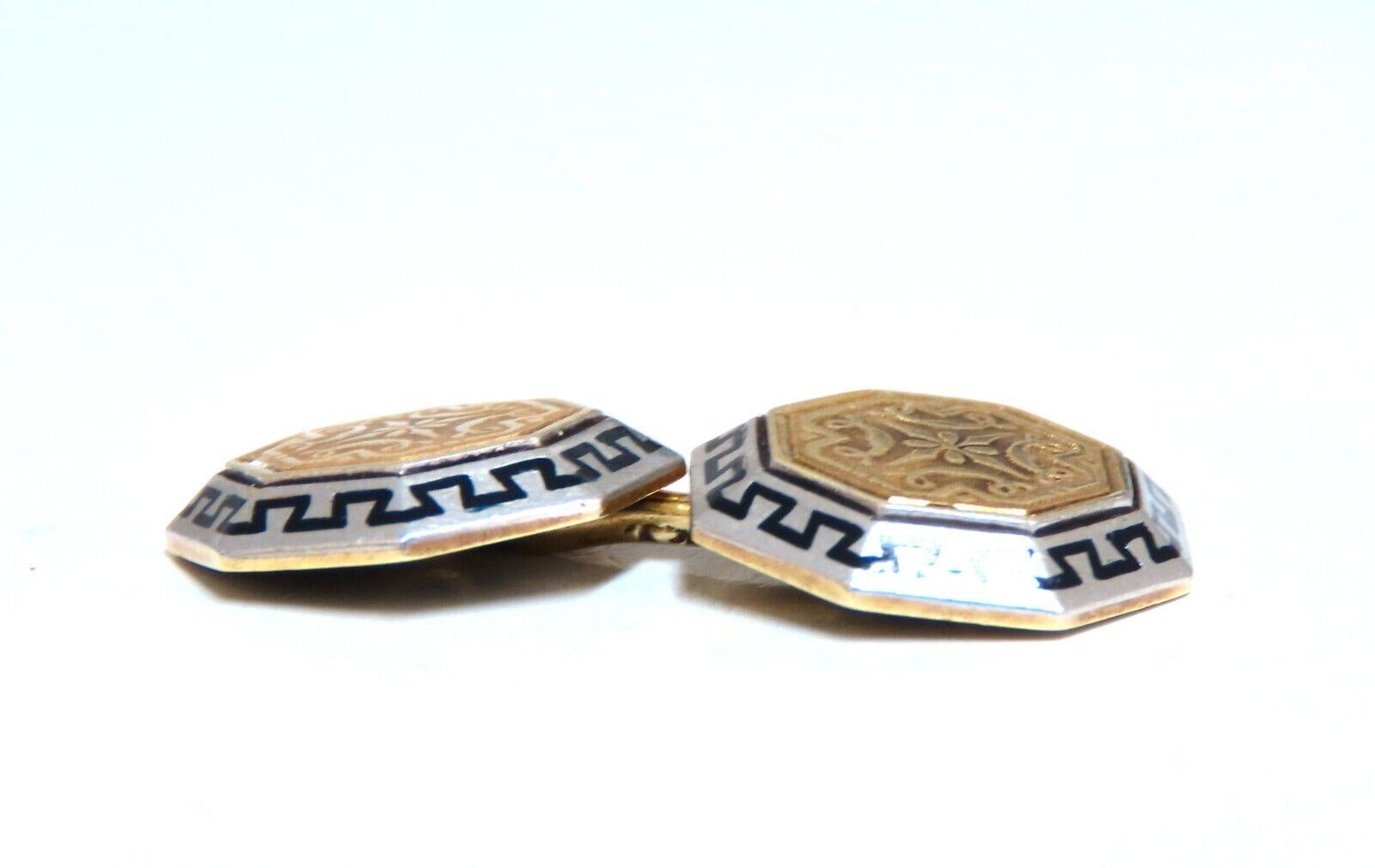 14kt European Crest Cufflinks Vintage For Sale 1
