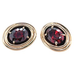 14kt Garnet Clip On Earrings