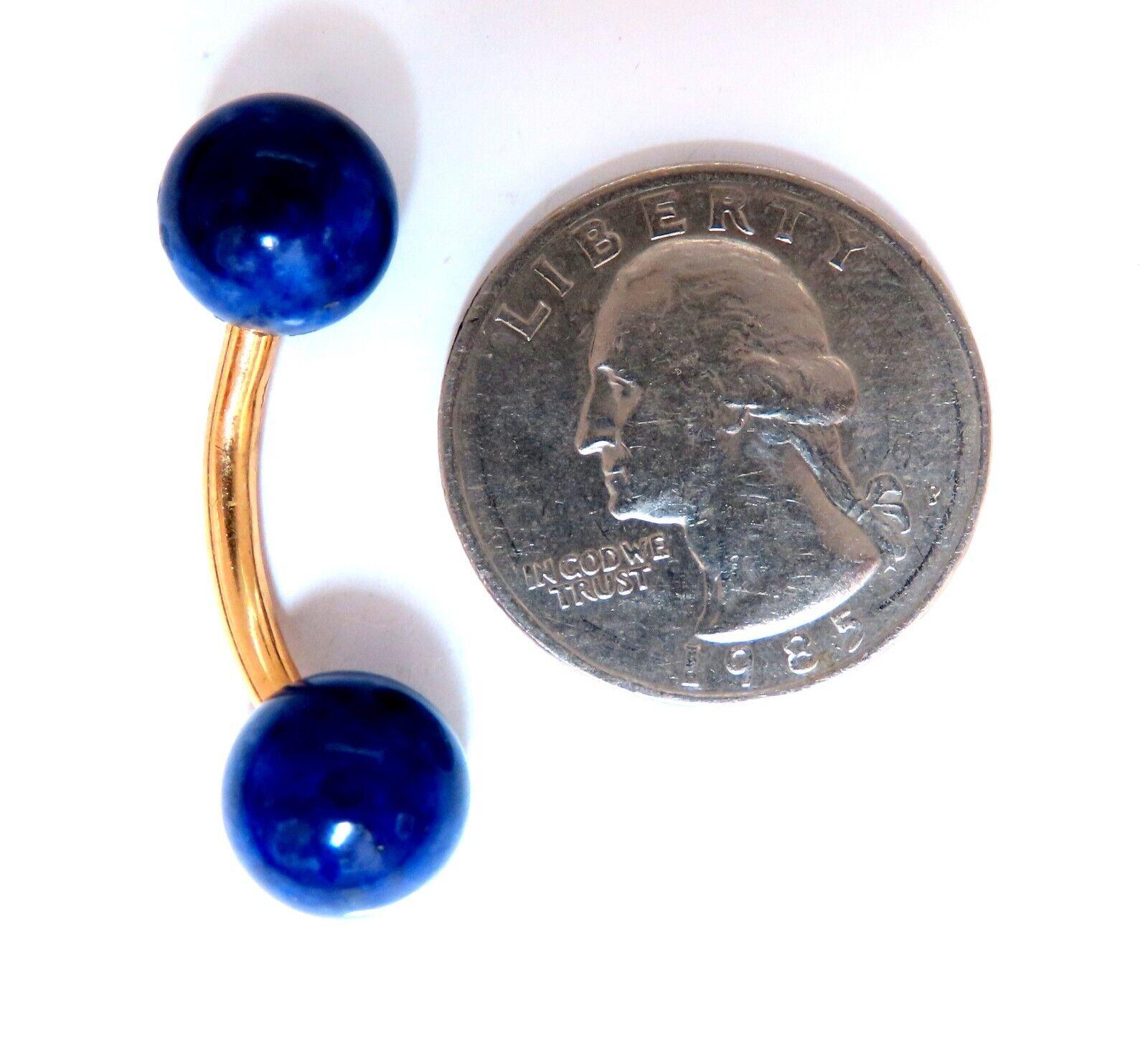 14kt Gold Lapis Lazuli Cufflinks In New Condition For Sale In New York, NY