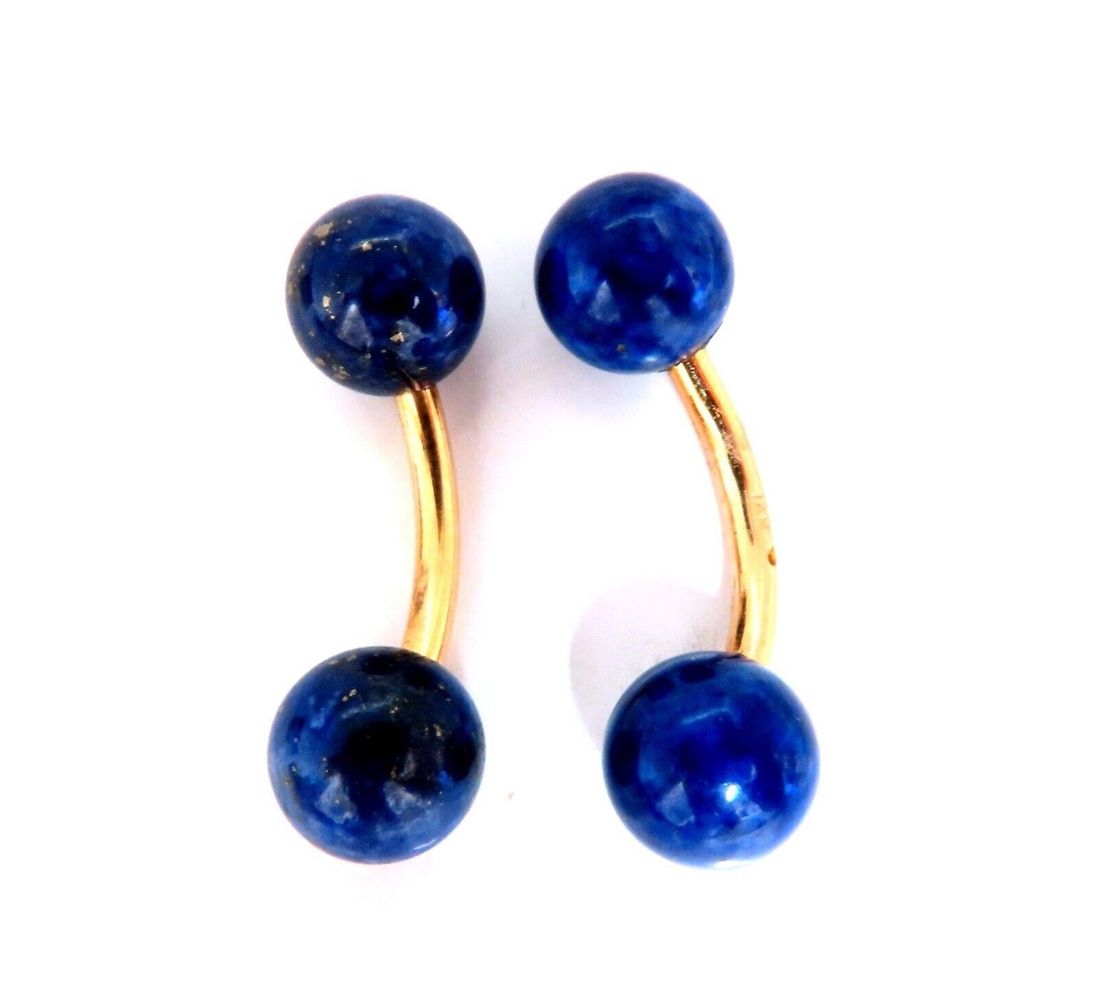 Women's or Men's 14kt Gold Lapis Lazuli Cufflinks For Sale
