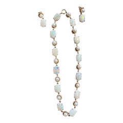 14kt gold 30-carat Australian opal choker necklace and earrings set