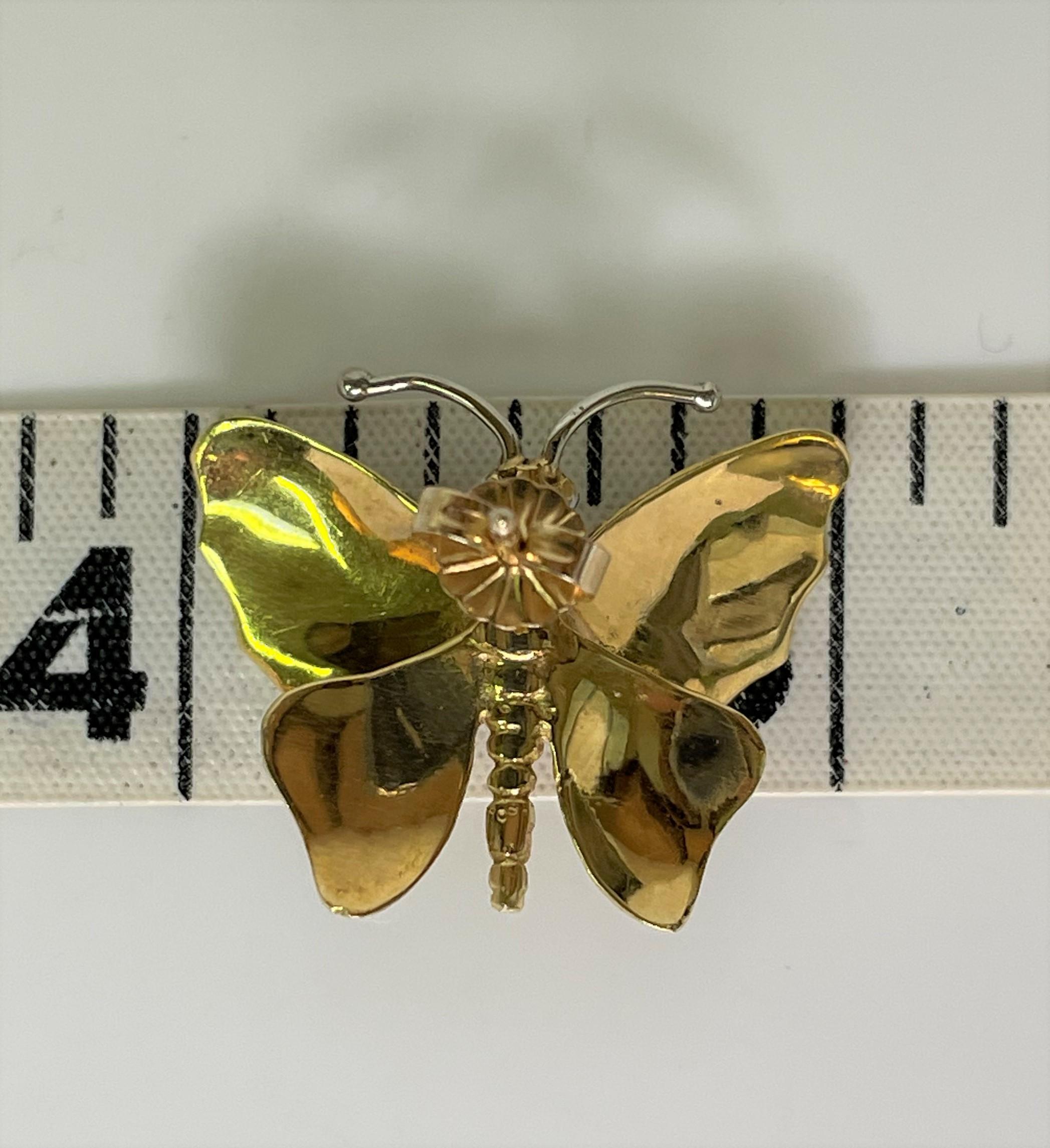 14KT Gold and Enamel Butterfly Earrings For Sale 3