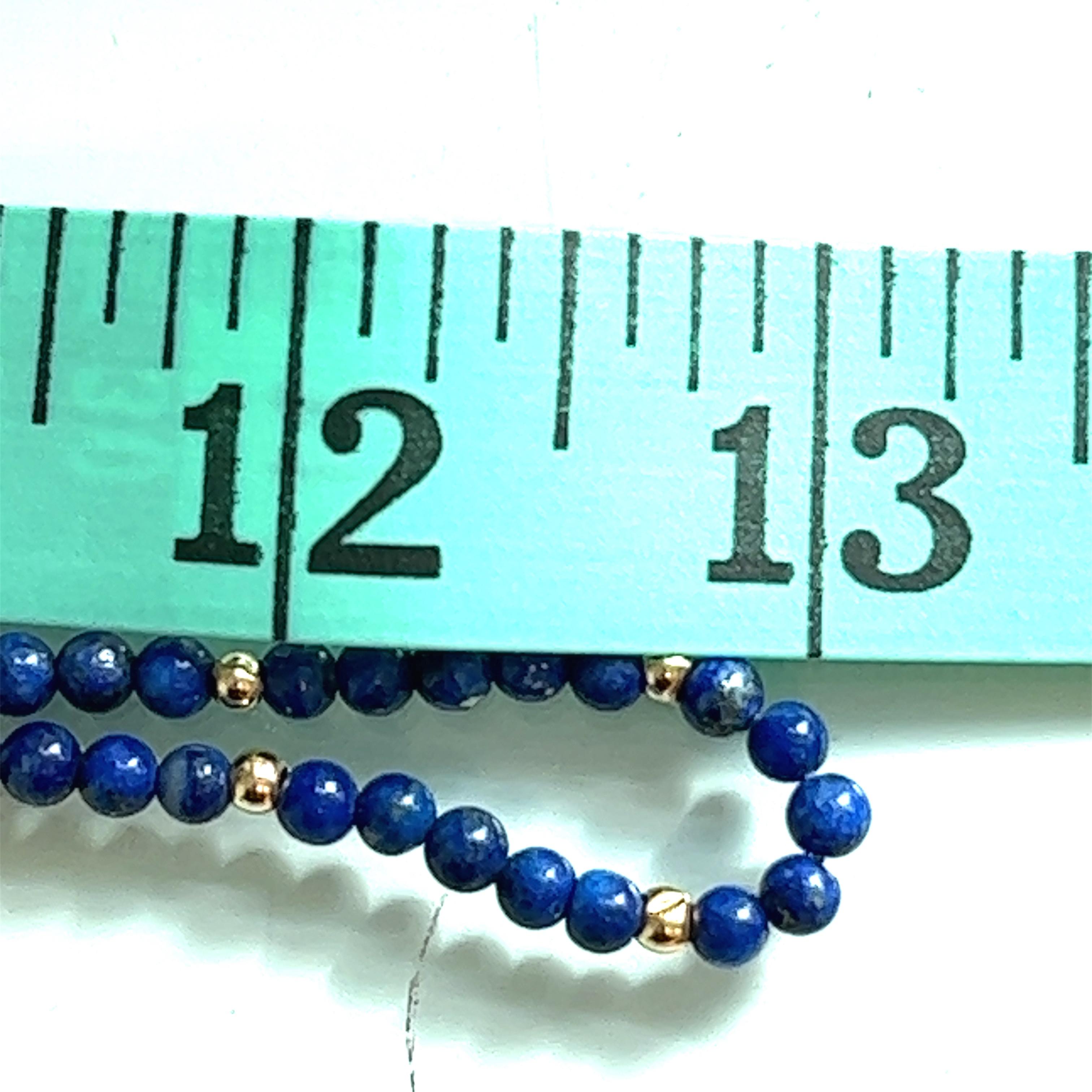 Round Cut 14kt gold and Lapis Lazuli 4.50mm Bead Necklace 