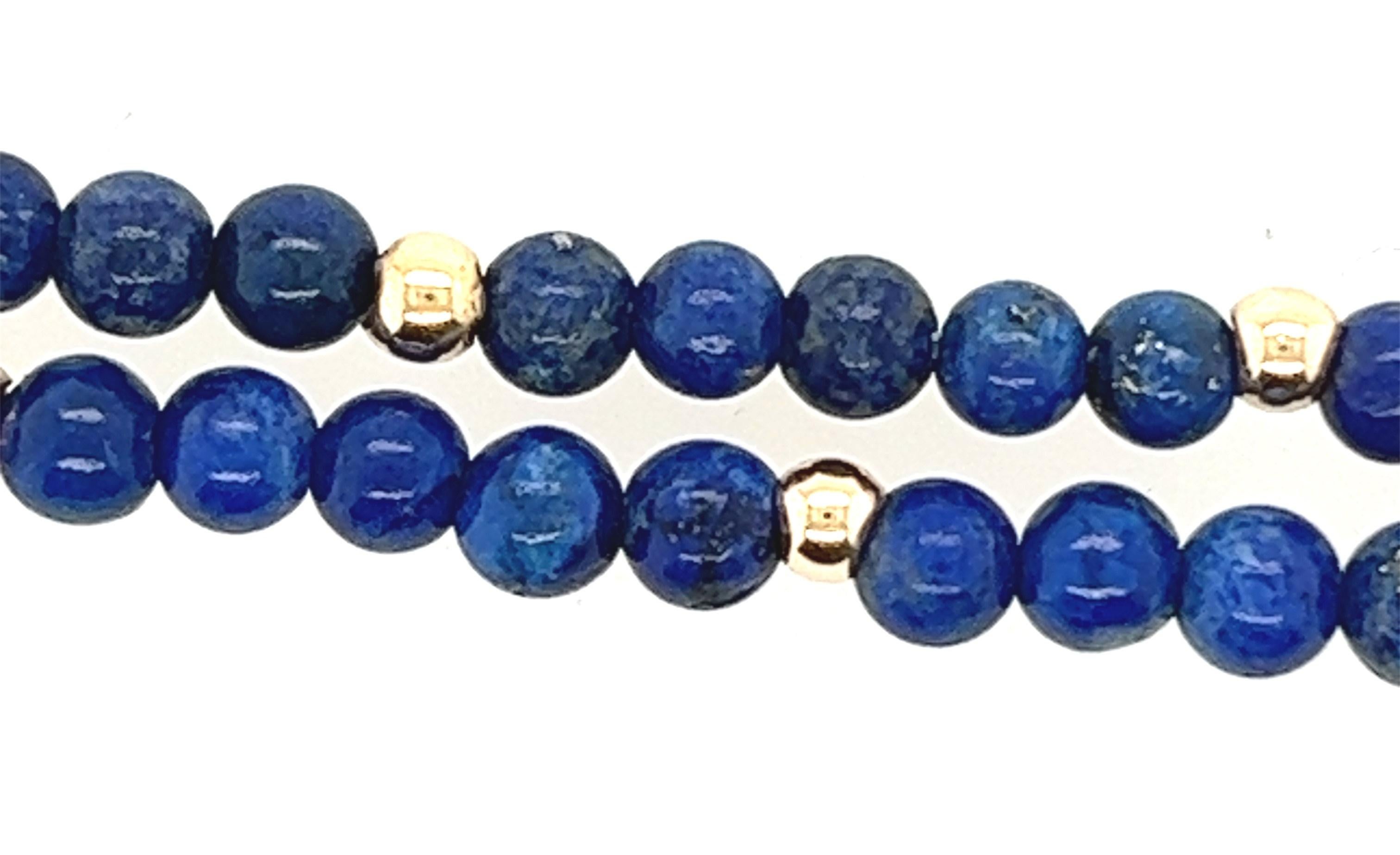 14kt gold and Lapis Lazuli 4.50mm Bead Necklace  1