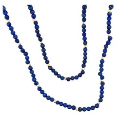 Antique 14kt gold and Lapis Lazuli 4.50mm Bead Necklace 