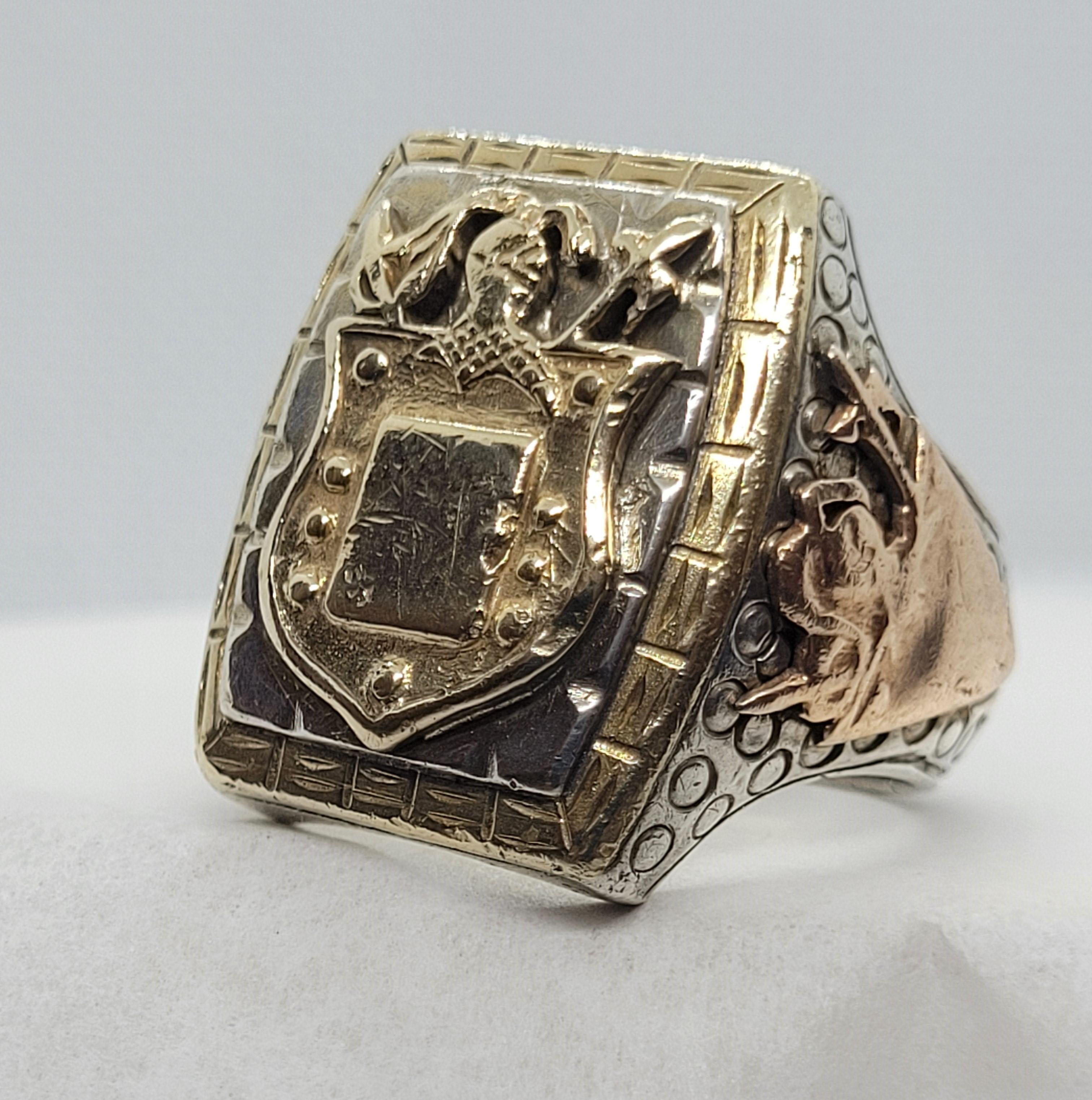 Silver, Copper, and Brass Engravable Crest Ring, Men's 1