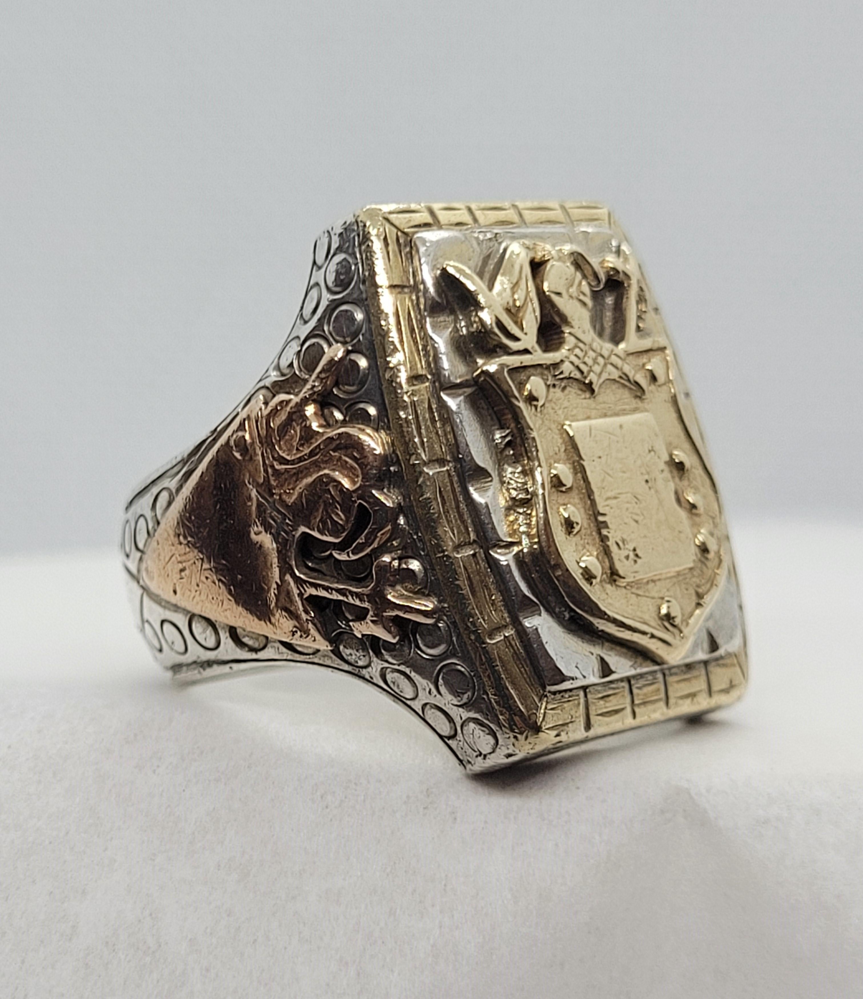 Silver, Copper, and Brass Engravable Crest Ring, Men's 2