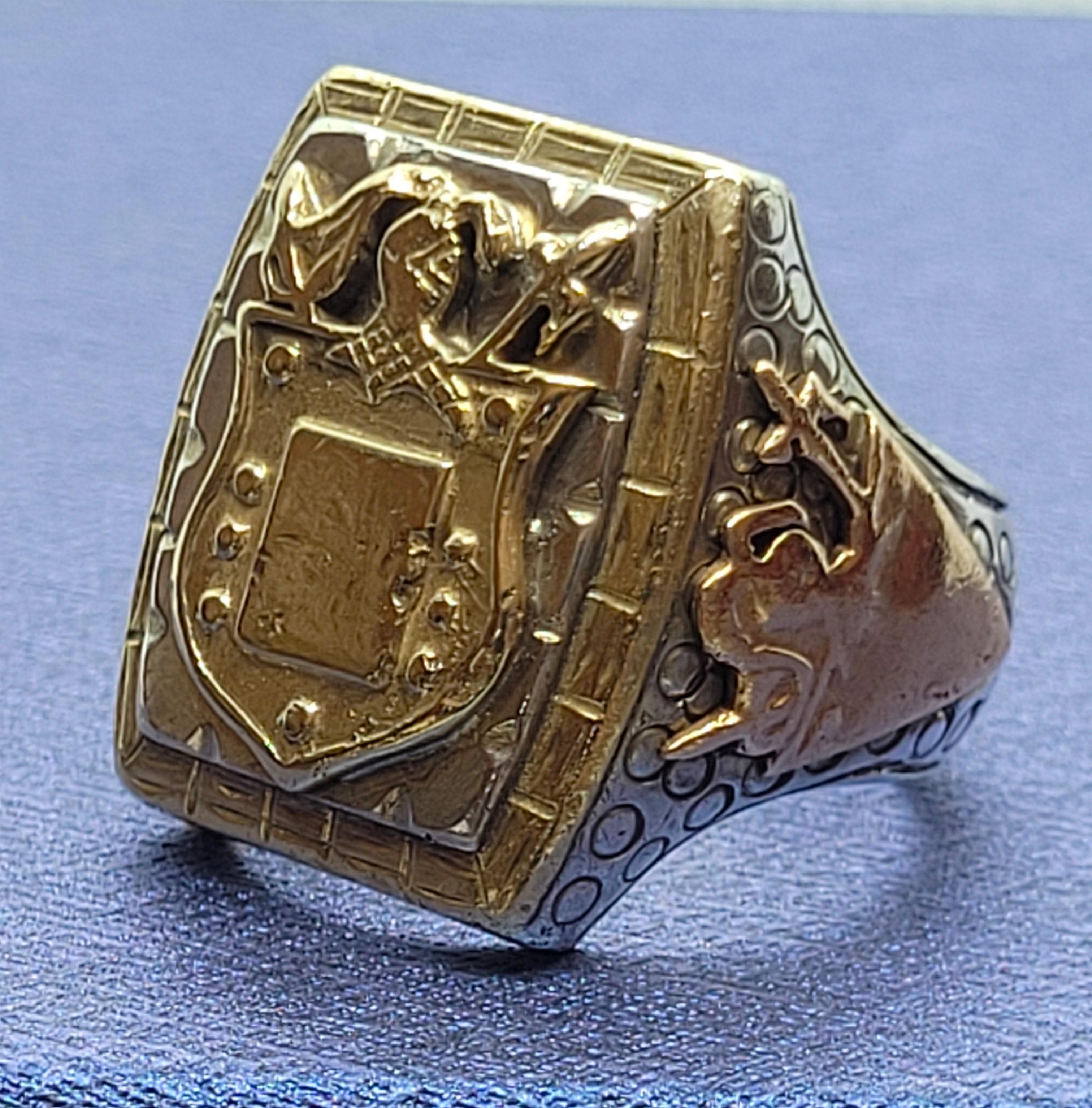 Silver, Copper, and Brass Engravable Crest Ring, Men's 3