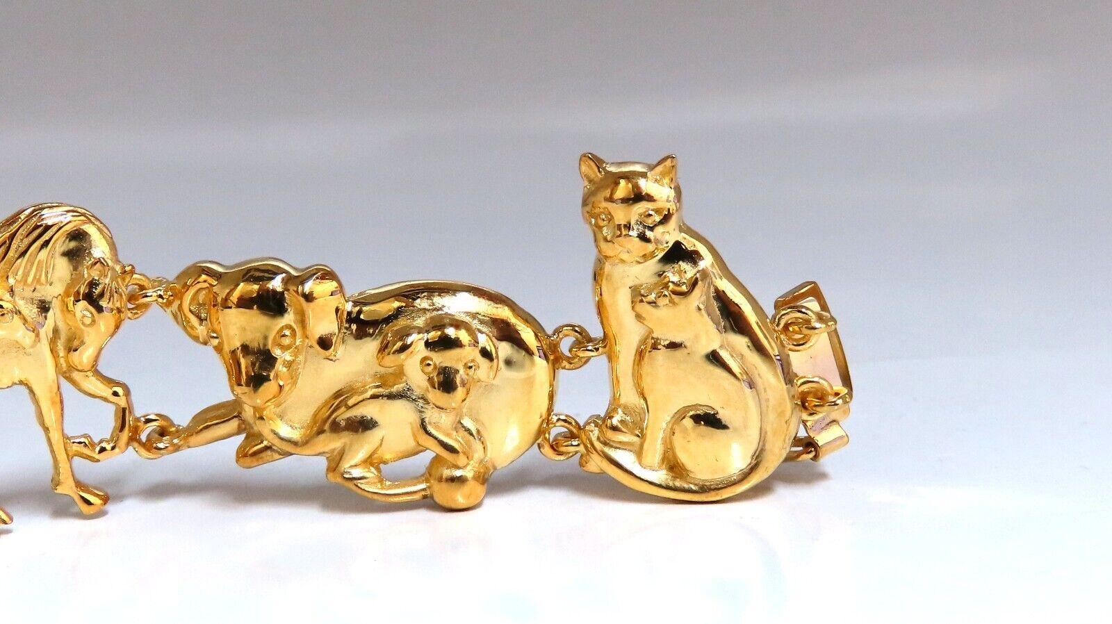 14kt Gold Animal Trail Noah Ark Bracelet Bear Sheep Kangaroo Pig Swan Lion Puppy In New Condition For Sale In New York, NY