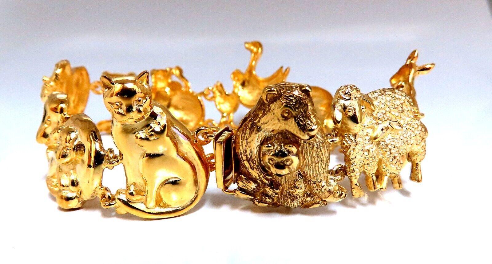 14kt Gold Animal Trail Noah Ark Bracelet Bear Sheep Kangaroo Pig Swan Lion Puppy For Sale 1