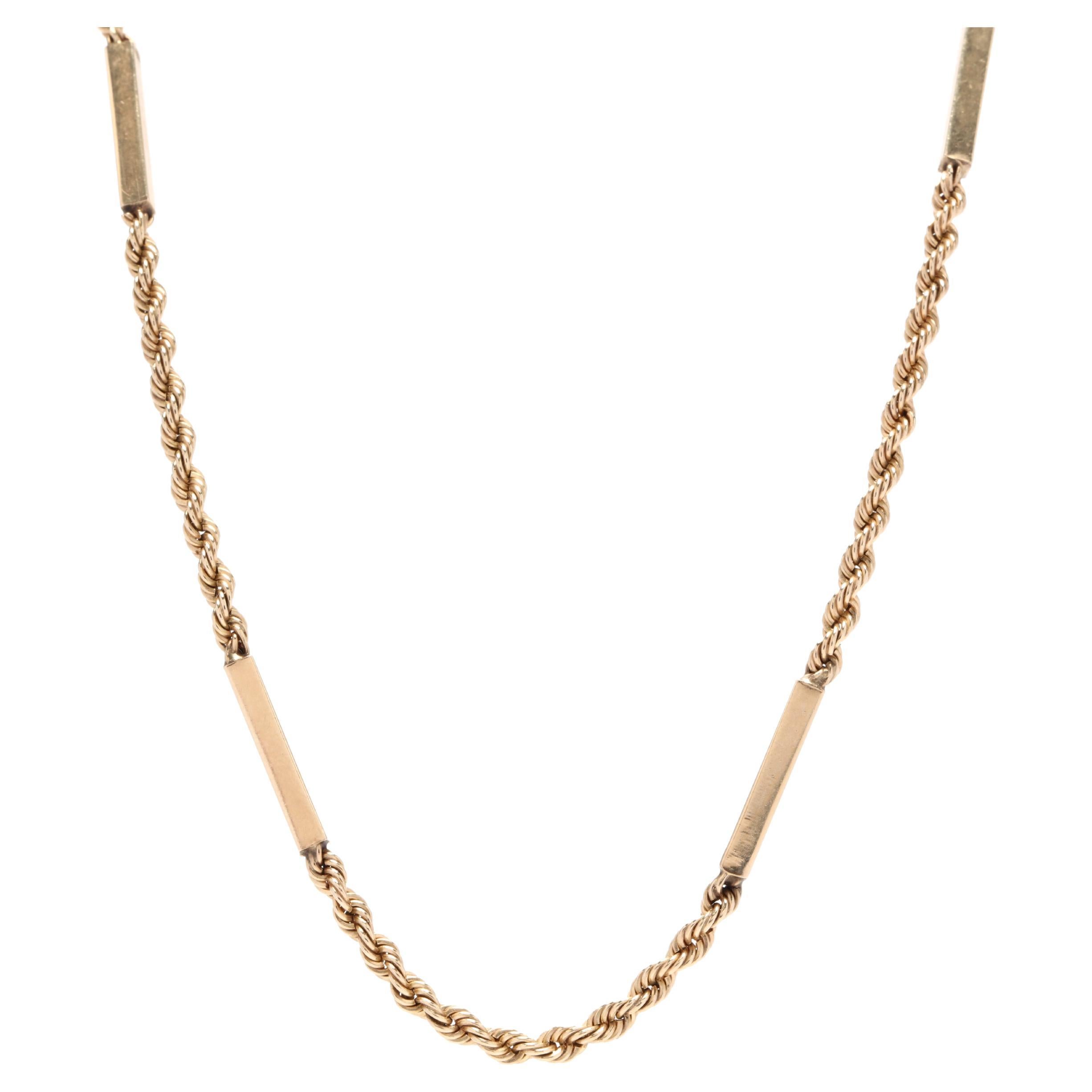 14KT Gold Bar & Rope Chain