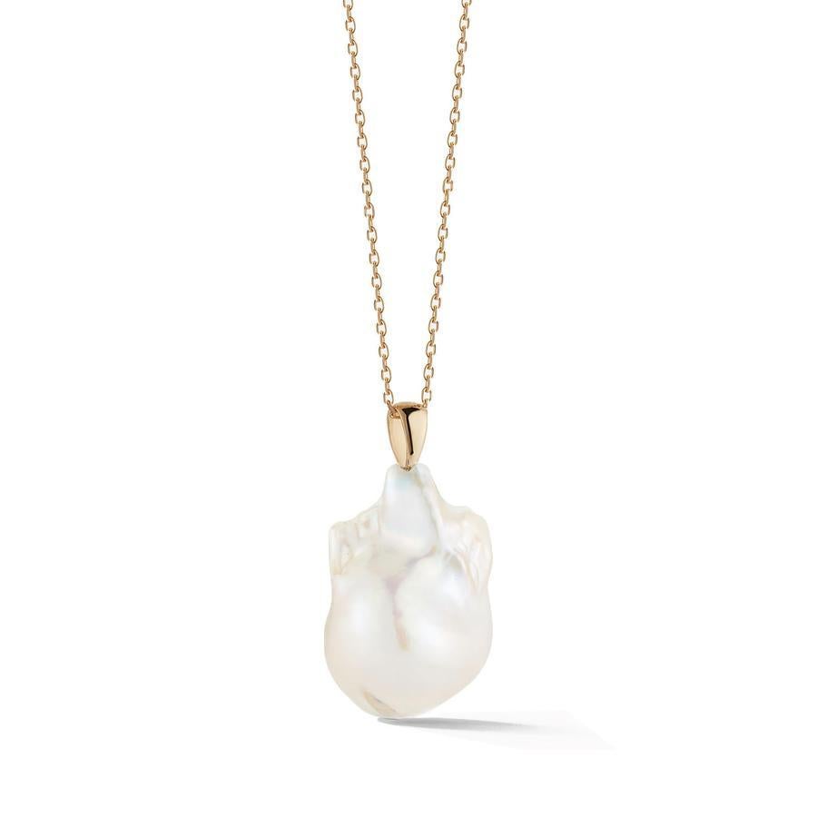 Barocke Perlenkette aus 14 Karat Gold (Ovalschliff) im Angebot