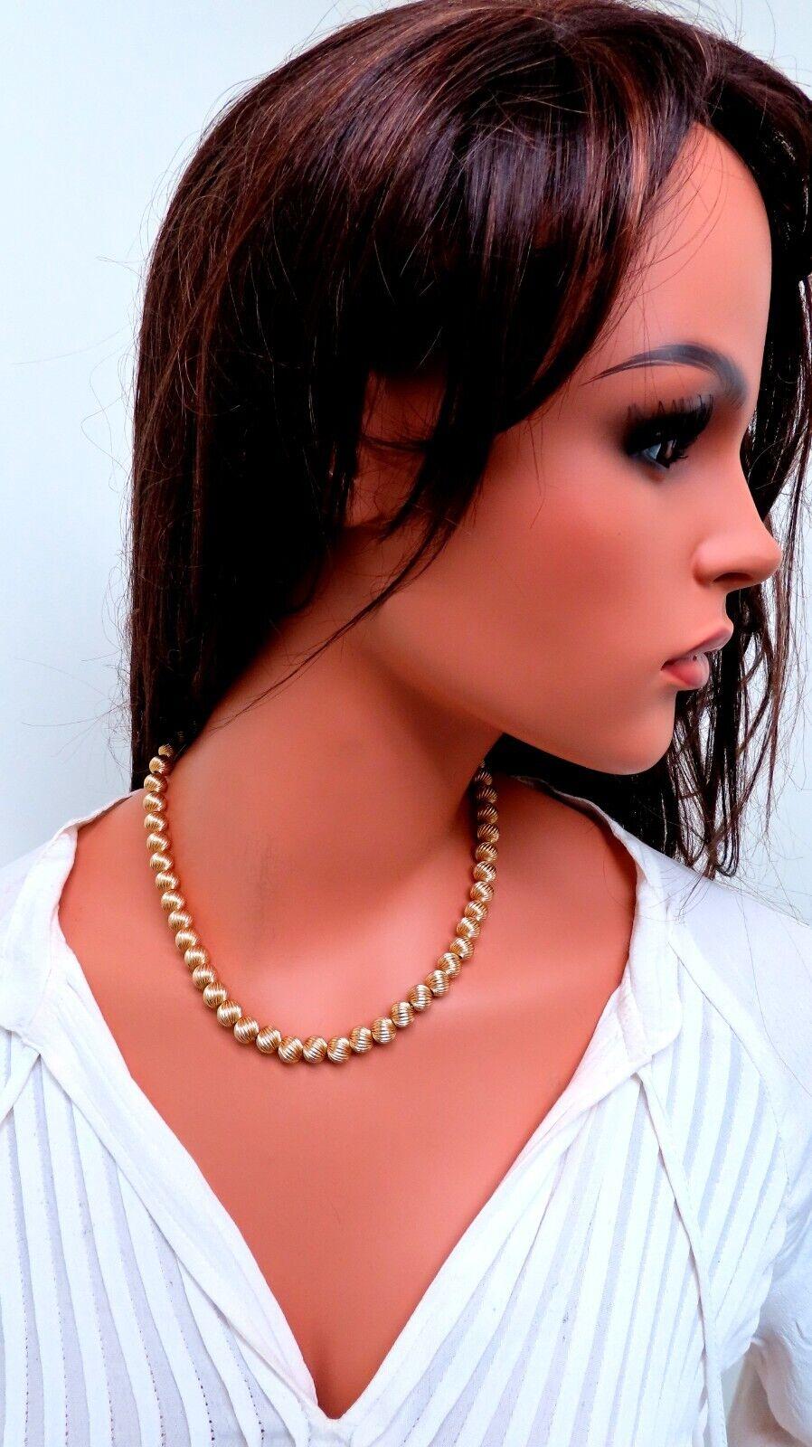14 Karat Gold Bead Necklace For Sale 1