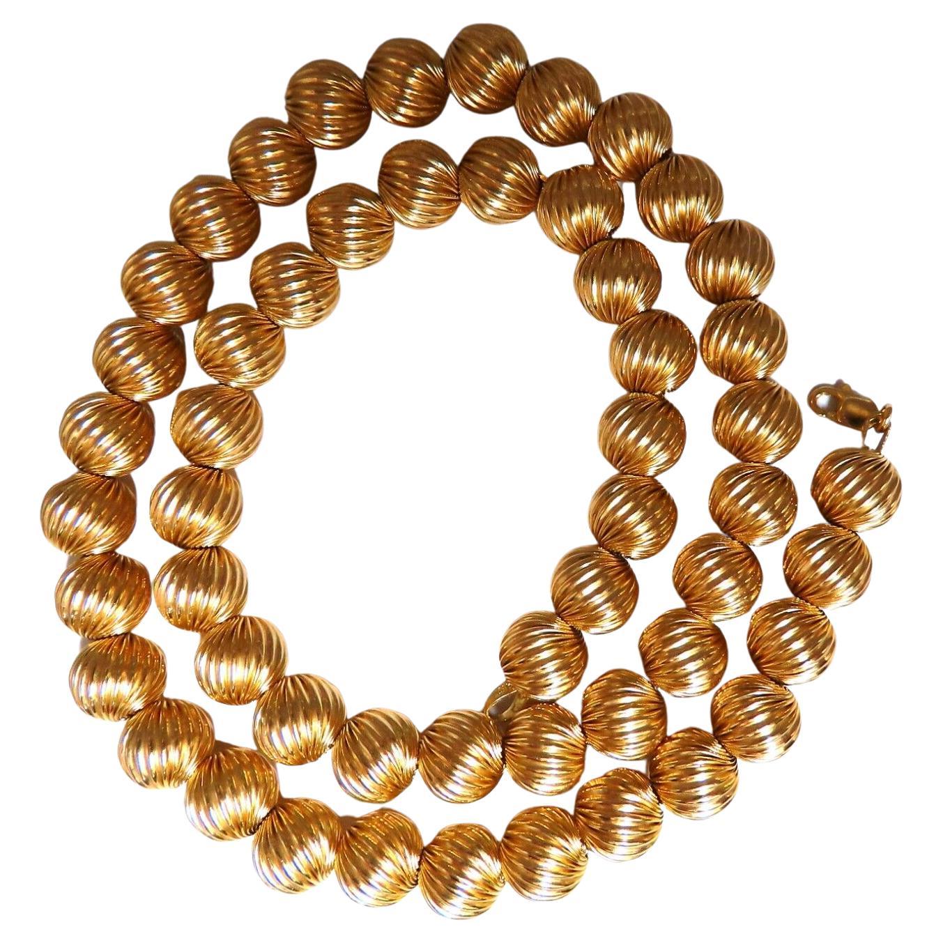 14 Karat Gold Bead Necklace For Sale