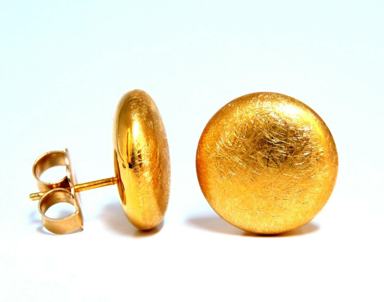 Women's or Men's 14Kt Gold Button Earrings For Sale
