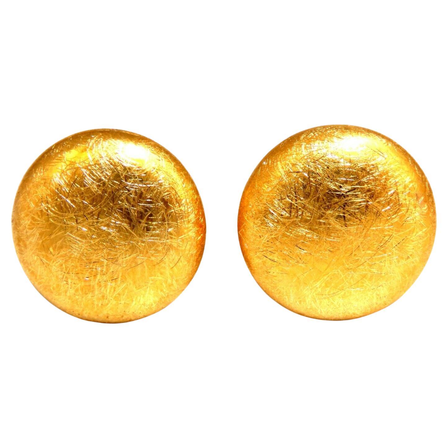 14Kt Gold Button Earrings For Sale