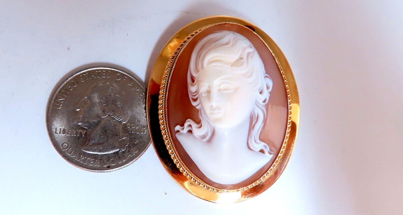14kt Gold Cameo Gold Pin, 1969 For Sale 1