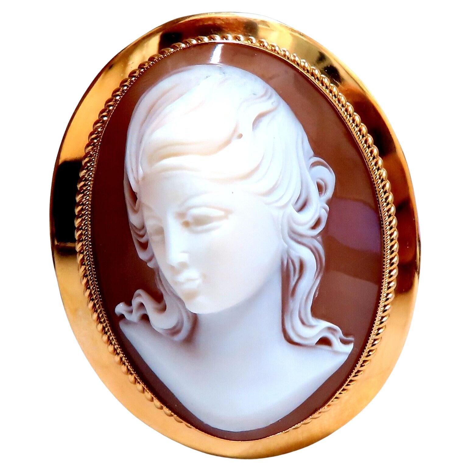 14kt Gold Cameo Gold Pin, 1969 For Sale