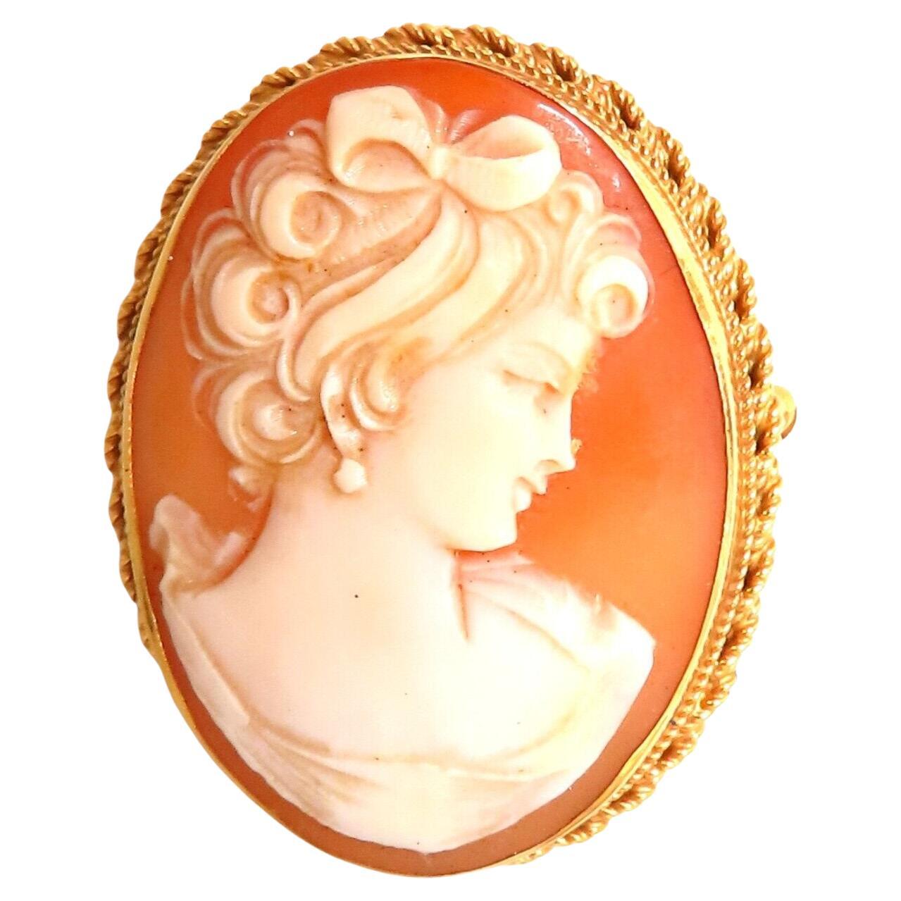 14kt Gold Cameo Gold Pin For Sale