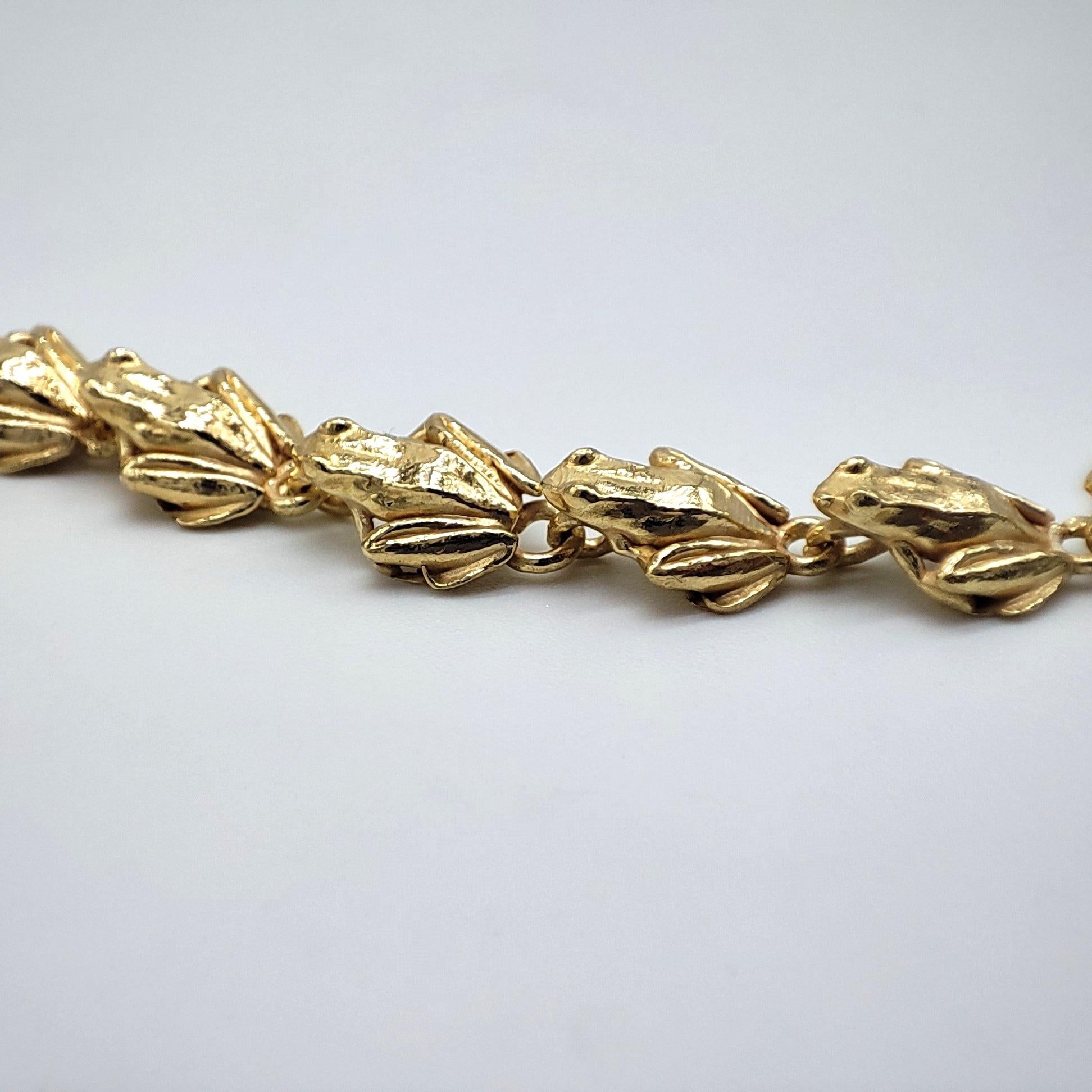 Artist 14kt Gold Chain Necklace Frogs For Sale
