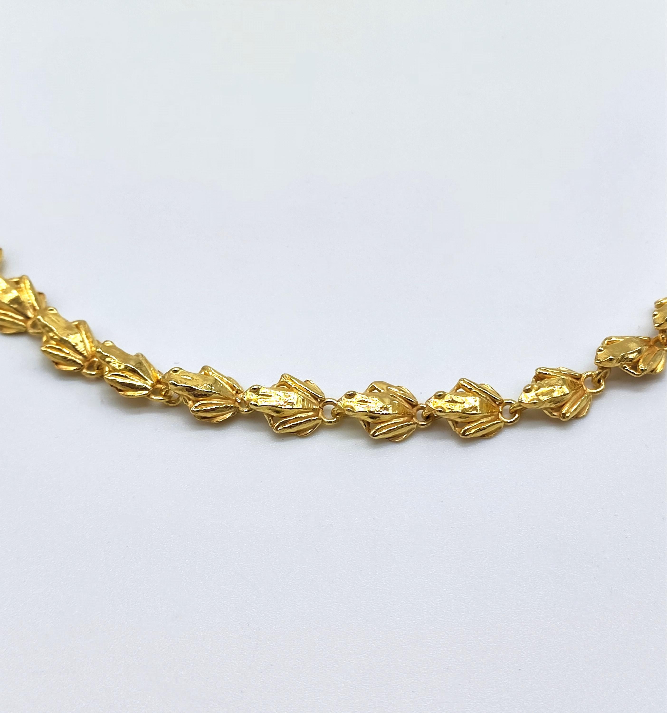 14kt Gold Kette Halskette Frösche im Angebot 1