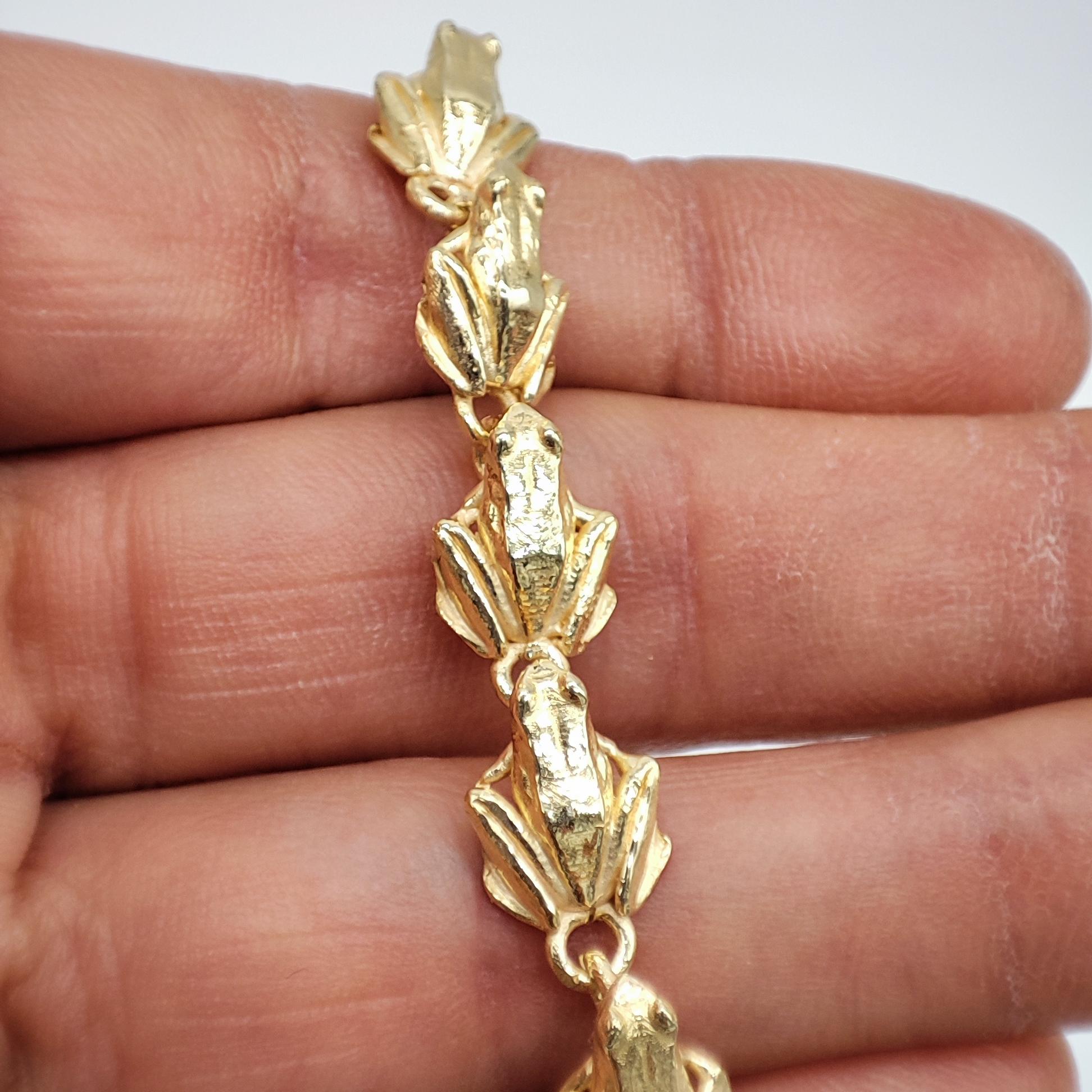 14kt Gold Kette Halskette Frösche im Angebot 3