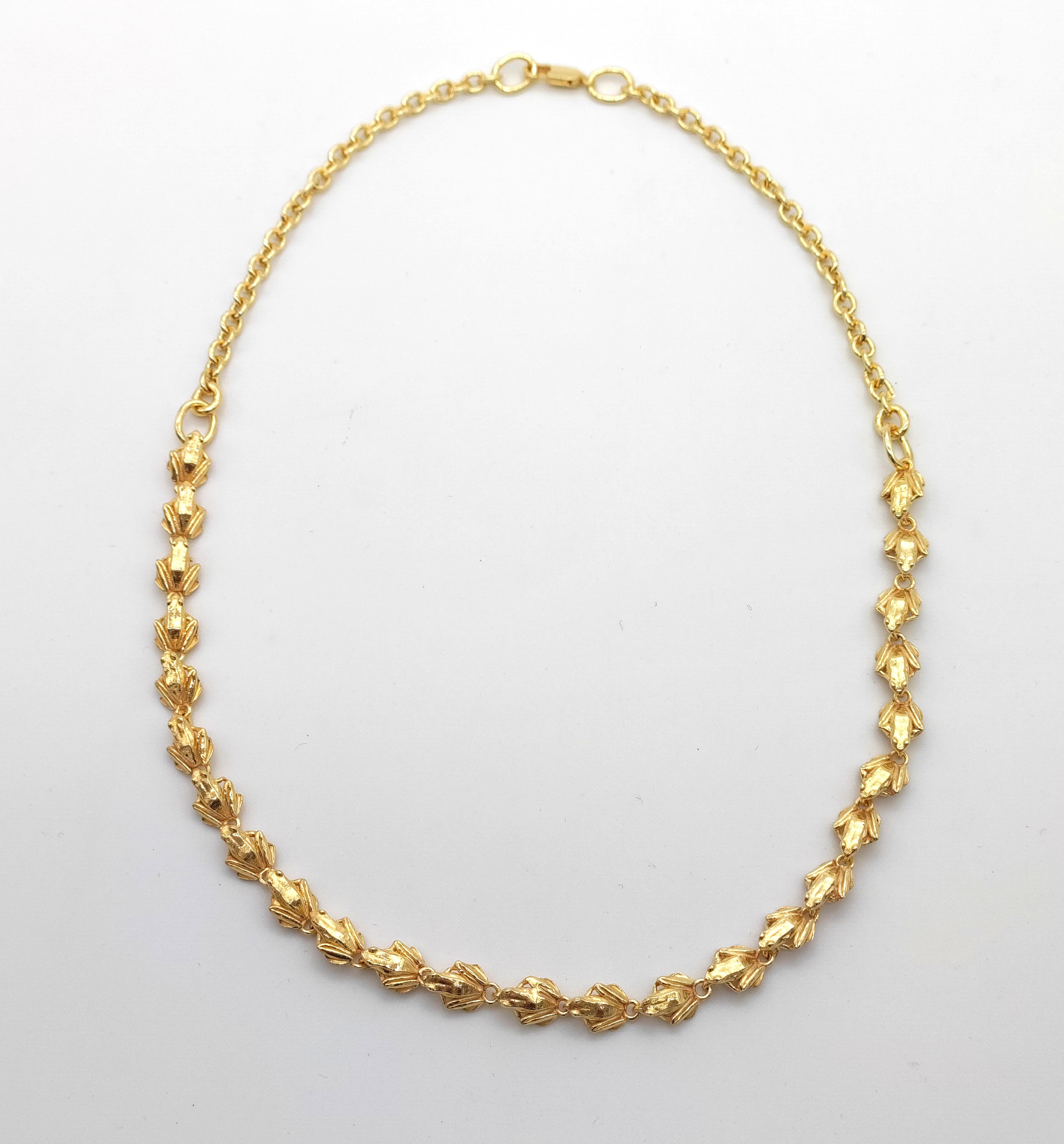 14kt Gold Kette Halskette Frösche im Angebot 4