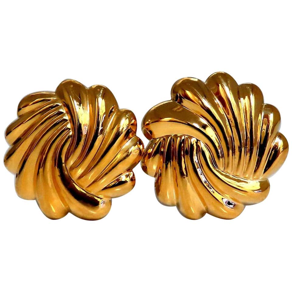 Gold Clip Earrings 14k - 610 For Sale on 1stDibs