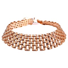 14kt Gold Classic Panther Link Staggered Brick Bracelet 24 Grams 12453