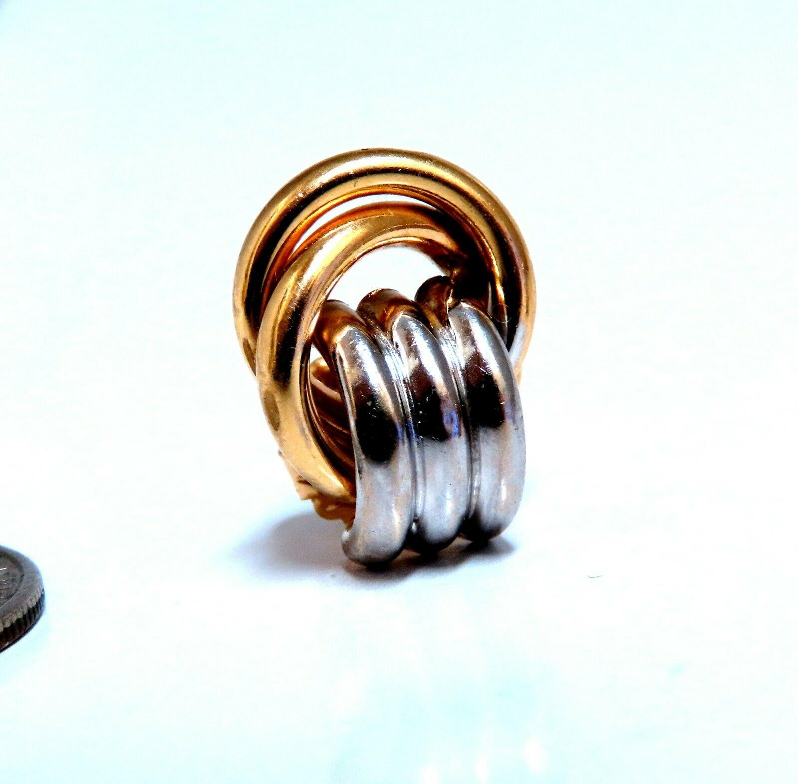 14kt Gold Clip-Ohrringe, runder Knocker, zweifarbig im Zustand „Neu“ im Angebot in New York, NY