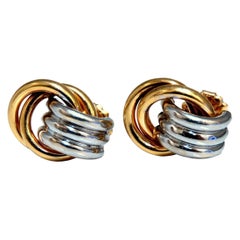 14kt Gold Clip Earrings Circlular Knocker Two Toned*