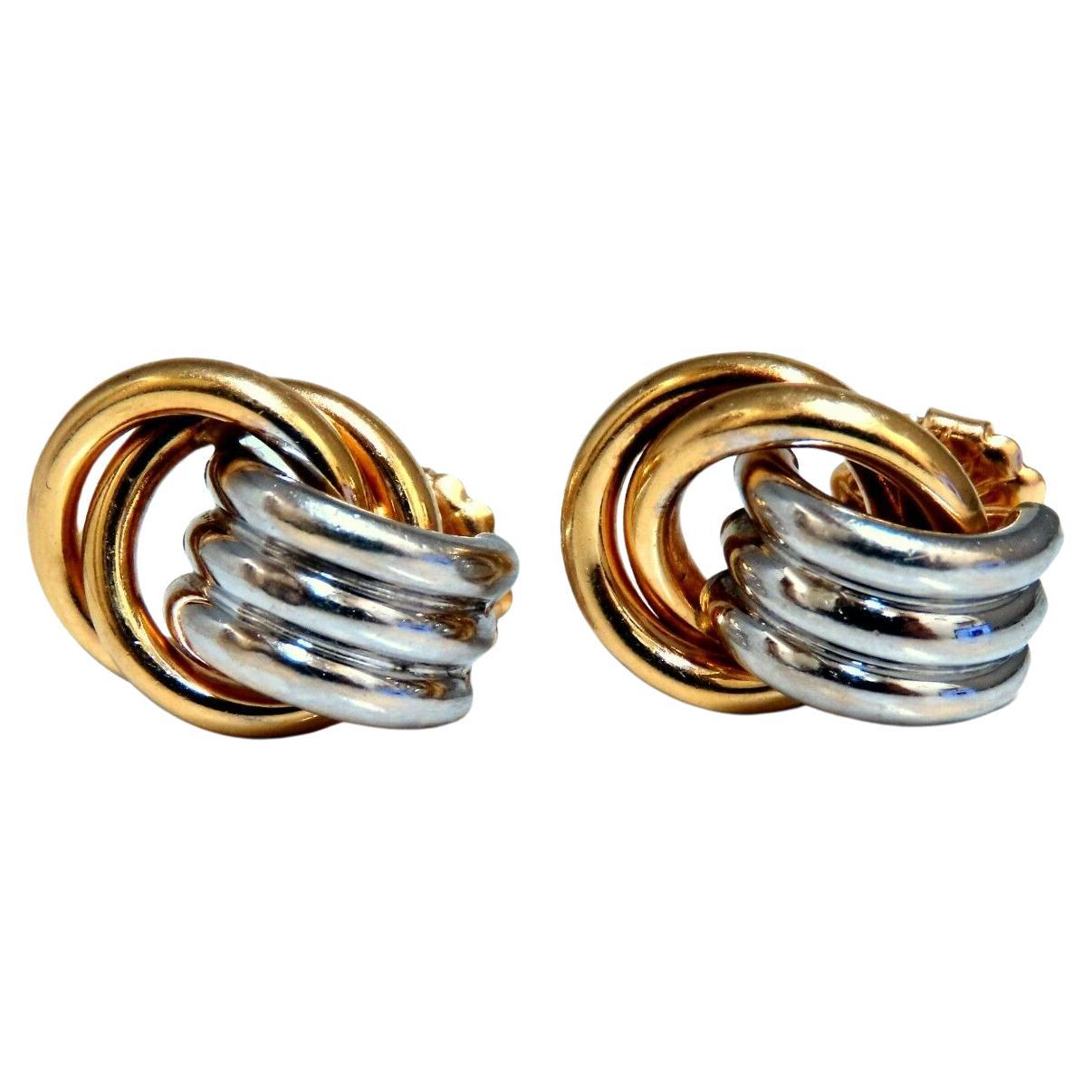 14kt Gold Clip Earrings Circlular Knocker Two Toned For Sale