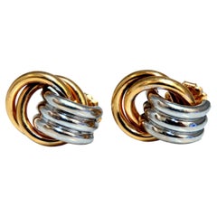14kt Gold Clip Earrings Circlular Knocker Two Toned