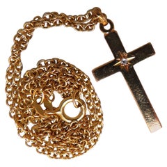 14kt Gold Kreuz-Diamant-Anhänger 14kt