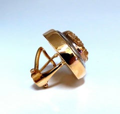 14 Karat Gold Cross Thread Deco Oval Frame Earrings Omega Clip