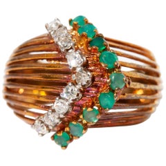 14kt Gold, Diamond, and Emerald Ring