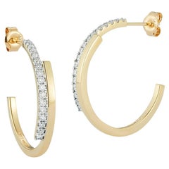 14kt Gold Diamond Bypass Hoops