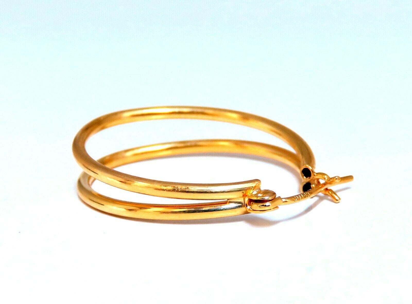 14Kt Gold Double Tubular Hoop Earrings For Sale 1
