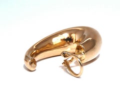 14Kt Gold Elongated Hoop Earrings Omega Clip*