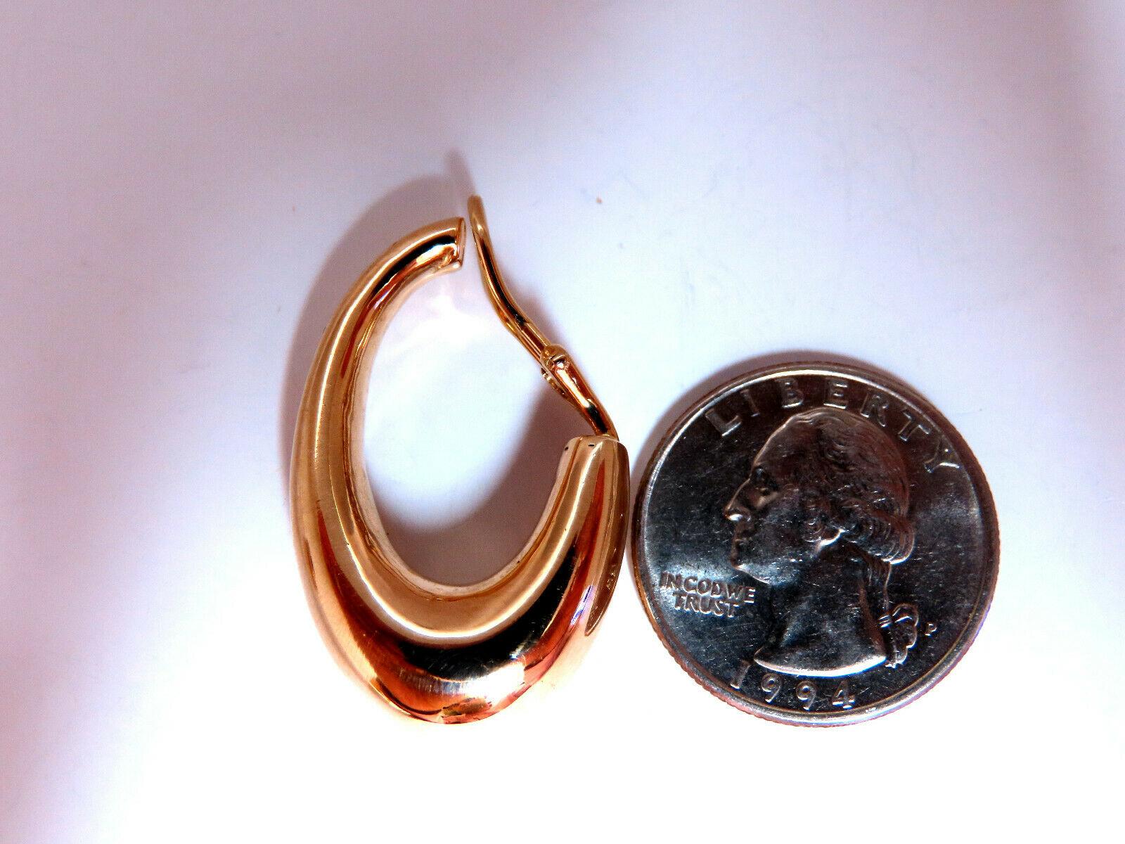 14Kt Gold längliche Creolen Omega Clip-Ohrringe für Damen oder Herren im Angebot