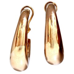 14Kt Gold Elongated Hoop Earrings Omega Clip*