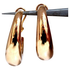 Pendientes Aros Alargados Oro 14Kt Clip Omega