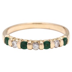 14kt Gold, Emerald 
Diamond Stackable Band Ring