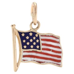 14KT Gold Enamel American Flag Charm